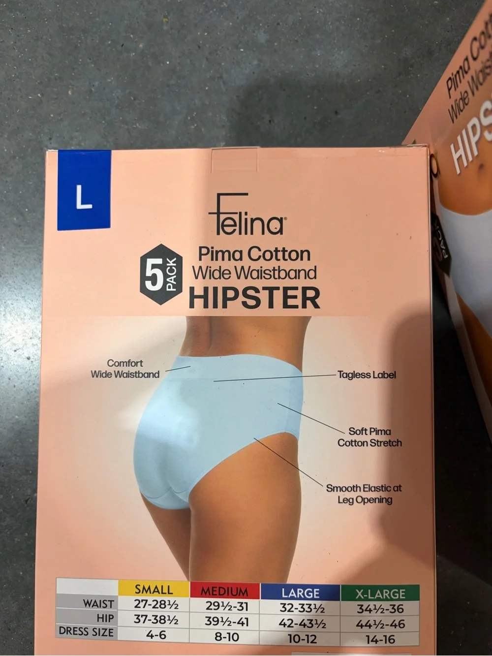 Felina Pima Cotton Hipster - Beige/blue/pink  (5 Pack) new sealed